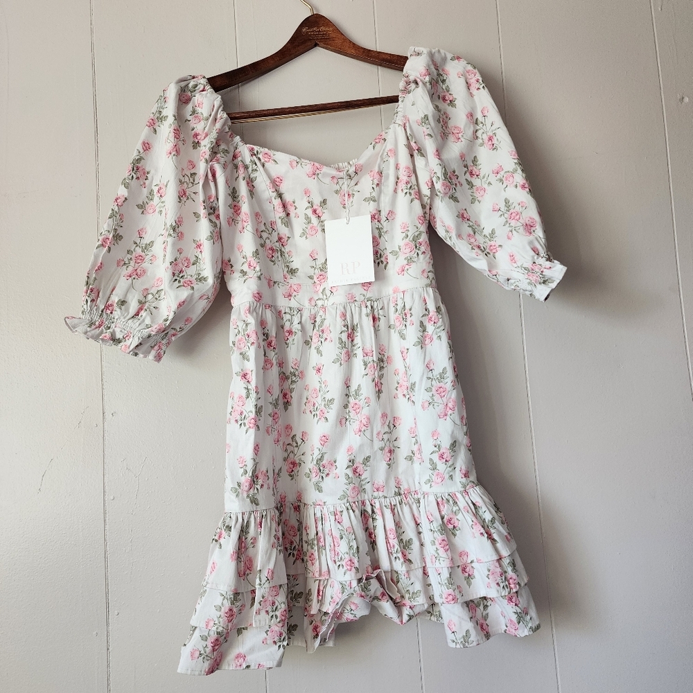 NWT Rachel Parcell Floral Cottagecore Mini Dress Small Pink Rose Print